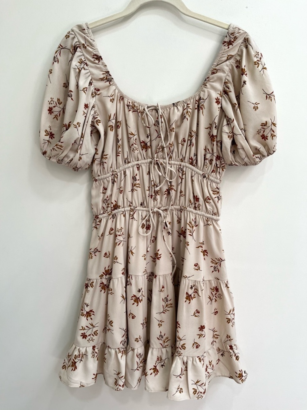 Sabo Skirt Bria Dress beige brown floral vintage-style festival mini dress small